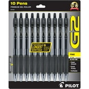 Pilot G2 Retractable Gel Ink Pens, Fine Point, Black Ink, 10 Count