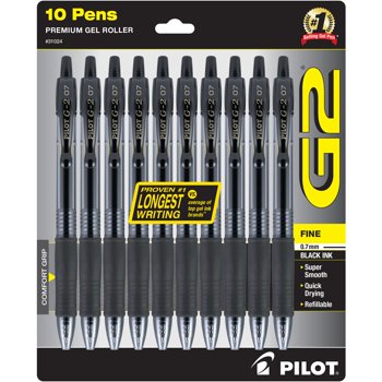 Pilot G2 Retractable Gel Ink Pens, Fine Point, Black, 10 Count, 17510771
