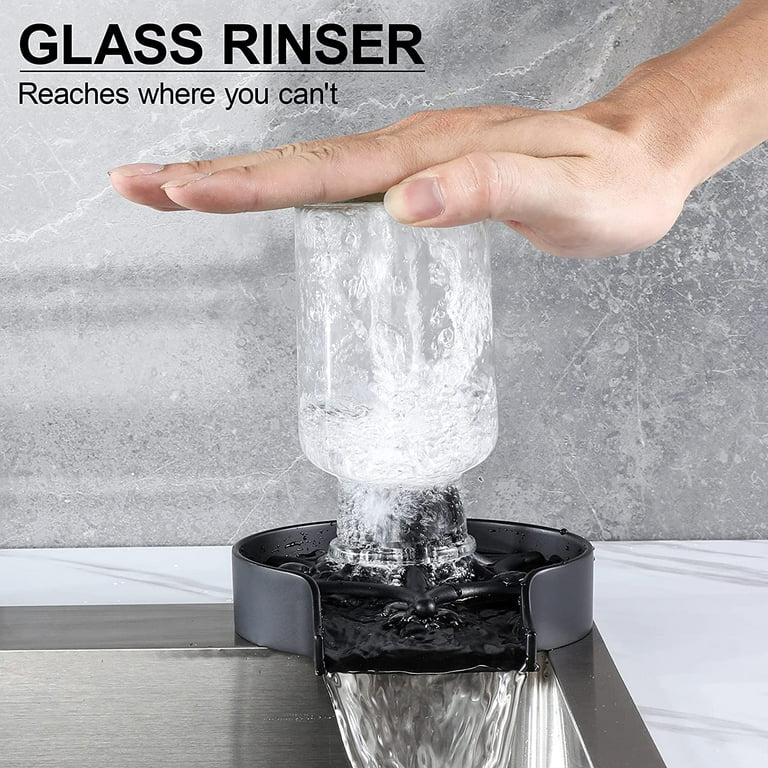 Glass Rinser for Kitchen Sink Washer Cup Cleaner Metal Bottle Washer for  Sink Glass Cup Washer Kitchen Sink Bar Glass Rinser, 360 Rotating Cleaning,  Kitchen Sink Accessories for Home Bar Faucet