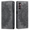 thumbnail image 4 of SaniMore for Samsung Galaxy S23 Case, PU Leather Embosed Mandala Flower Wallet Protective Phone Cover Card Slots Pocket Purse Women Men Kickstand Vintage Shockproof Anti-fall Shell, Grey, 4 of 8