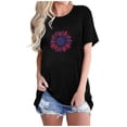 thumbnail image 1 of Tops Cortos para Mujeres Bandera de Moda Impresa Cuello Redondo, Camiseta de Manga 3/4 para Uso Diario, Casero Y Cómodo, 1 of 4