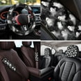 thumbnail image 4 of Qpednta Cute Ghost 14 Pieces Automobile Seat Cover Sets Cars Headrest Cover and Steering Wheel Cover Auto Seat Belt Cover Armrest Cover Car Water Cup Pad Soft Personalized for Car SUV, 4 of 6