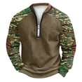 thumbnail image 3 of Men's Fall Winter Polo Half Zip Sweatshirt, Dark Printed Camouflage Pullover for Outdoor Style, Casual Wear and Seasonal Utility,Army Green,L, 3 of 5