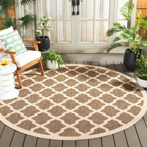 Safavieh Courtyard Amber Geometric Indoor/Outdoor Area Rug, Brown/Bone, 7'10" x 7'10" Round