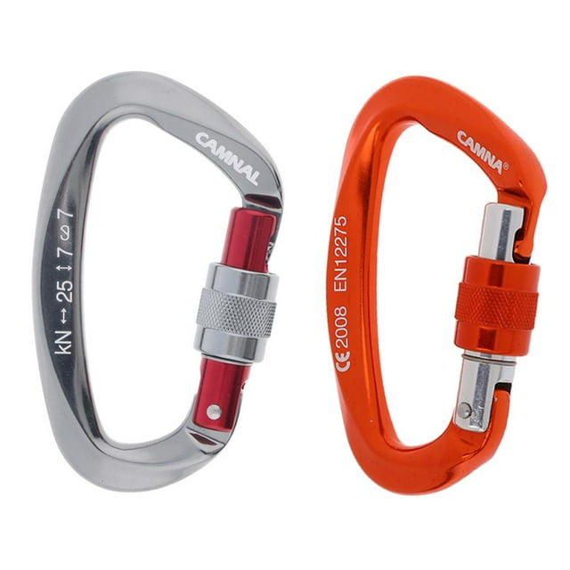 Mosquetón , 2 mosquetones de aluminio 25KN con cierre de puerta de rosca, clips resistentes en D para , rapel, aparejo Macarena Mosquetón de escalada al aire libre