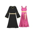 thumbnail image 1 of Raenseen Robes de Danse pour Femmes Tenues de Culte Col Carré Tunique avec Robes à Manches Longues Rose Vif&Noir G, 1 of 7