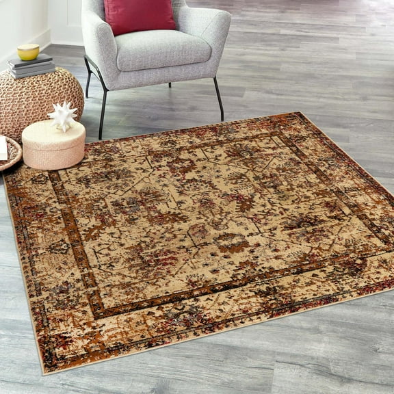 Unique Loom Saturn Collection Area Rug - Ion (5' 3" Square Beige Cream/Beige)