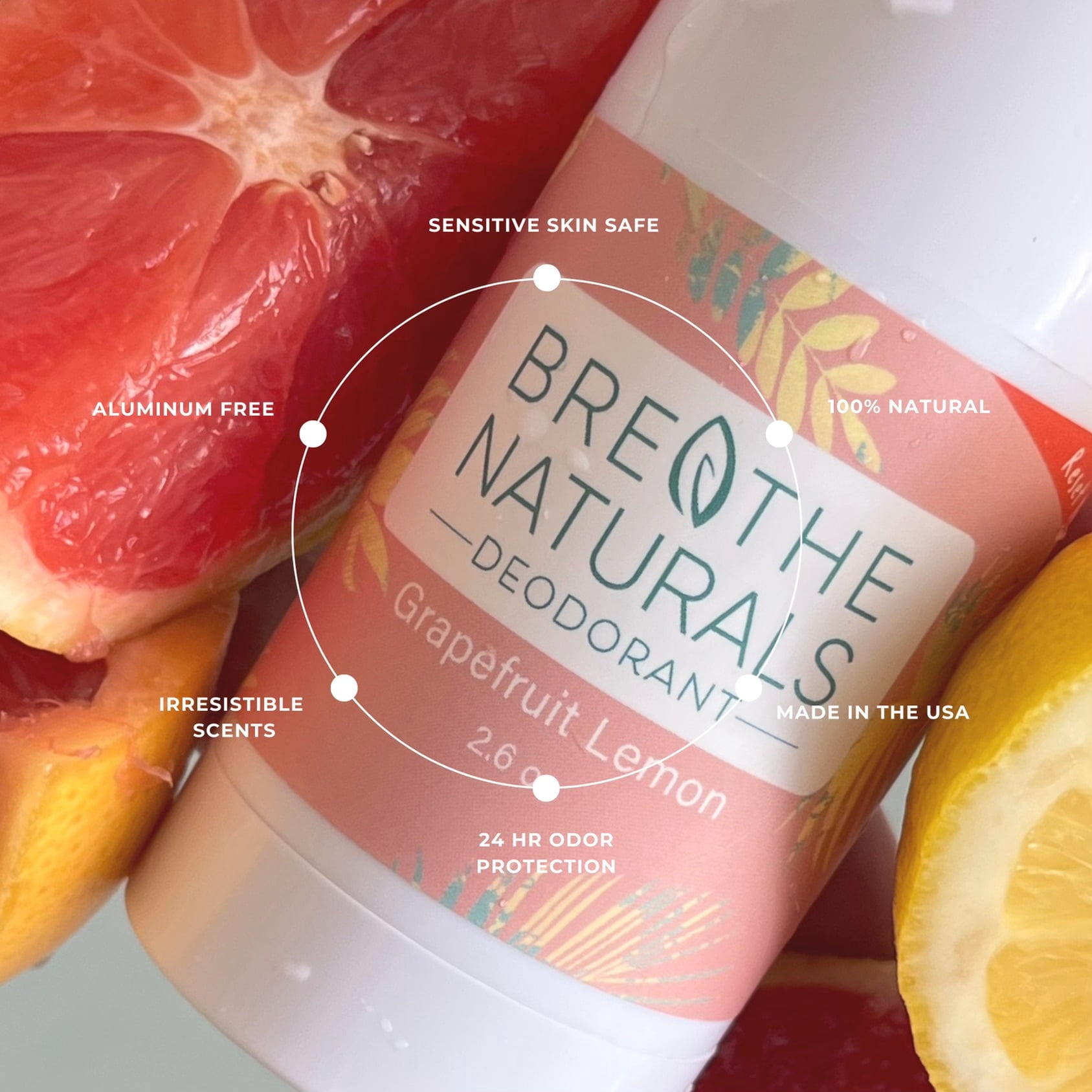 Breathe Naturals Deodorant - 24 Hour Freshness - Aluminum Free & Vegan - For Sensitive Skin, Men, Women & Kids - 2.6 oz Stick - Made in the USA - (Chick Pit Pack)