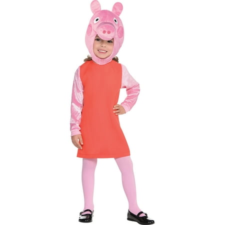 Peppa Pig Costume for Girls, Size Small, Includes a Dress, Tights, and