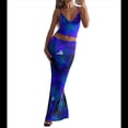 thumbnail image 3 of Conjunto de Falda Larga con Estampado Floral y Top Halter Trajes para Salir para Mujer Azul XL, 3 of 9