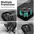 thumbnail image 4 of Case Compatible with iPhone 15 Pro Max with Card Holder+Screen Protector+Camera Cover, Dual Layer Shockproof Protective Hidden Card Slot Sliding Wallet Case for iPhone15 Pro Max, 6.7'' Black, 4 of 7