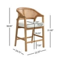 thumbnail image 3 of Christopher Knight Home Mid-Century Modern 24" Counter Stools, Cane Backs, Solid Wood, Beige+Natural, Set of 2, 3 of 8
