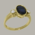thumbnail image 2 of LBG British Made 14k Yellow Gold Natural Sapphire & Cubic Zirconia Womens Statement Ring - 33 size options - Size 9.25, 2 of 6