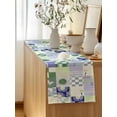 thumbnail image 5 of Table Runner 48 Inches Long for Kitchen Dining, Spring Floral Checkered Dresser Scarf Farmhouse, Dining Table Decorations for Wedding/Parties, Sage Green Purple Buffalo Plaid 13 x 48 In, 5 of 8