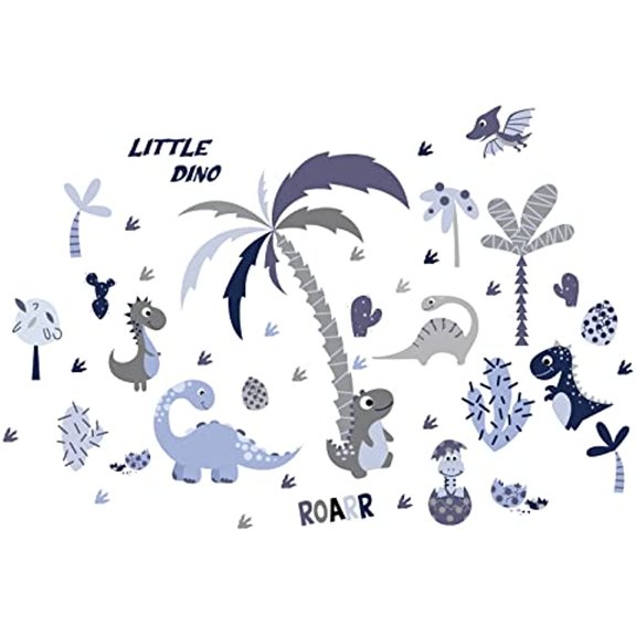 2 PCS Dinosaur Wall Decals Dinosaur and Tree Vinyl Wall Stickers Dino Wall Decals Wall Art Sticker Decals Nursery Wall Stickers for Living Room Bedroom Wall Decoration