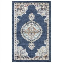 Concord Global Trading 72745 3 x 7 ft. Vintage Oushak Medallion Rectangle Area Rug, Navy