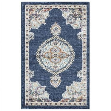 Concord Global Trading 72745 3 x 7 ft. Vintage Oushak Medallion Rectangle Area Rug, Navy