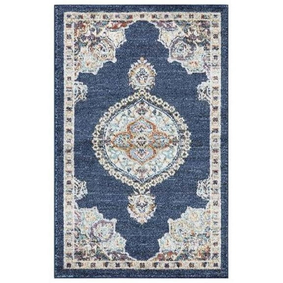 Concord Global Trading 72745 3 x 7 ft. Vintage Oushak Medallion Rectangle Area Rug, Navy