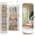 thumbnail image 1 of Jewelry Cabinet with Full Length Mirror, Lockable Standing Jewelry Armoire Organizer with LED Light, Door Hanging Full Mirror Cabinet Jewelry Chest, with 6 LED Light,White,, 1 of 8