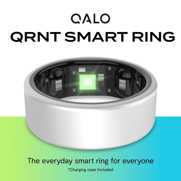 Open Box QALO QRNT Smart Ring Matte Silver Size 8 Titanium Health Tracker with Wireless Charging Case
