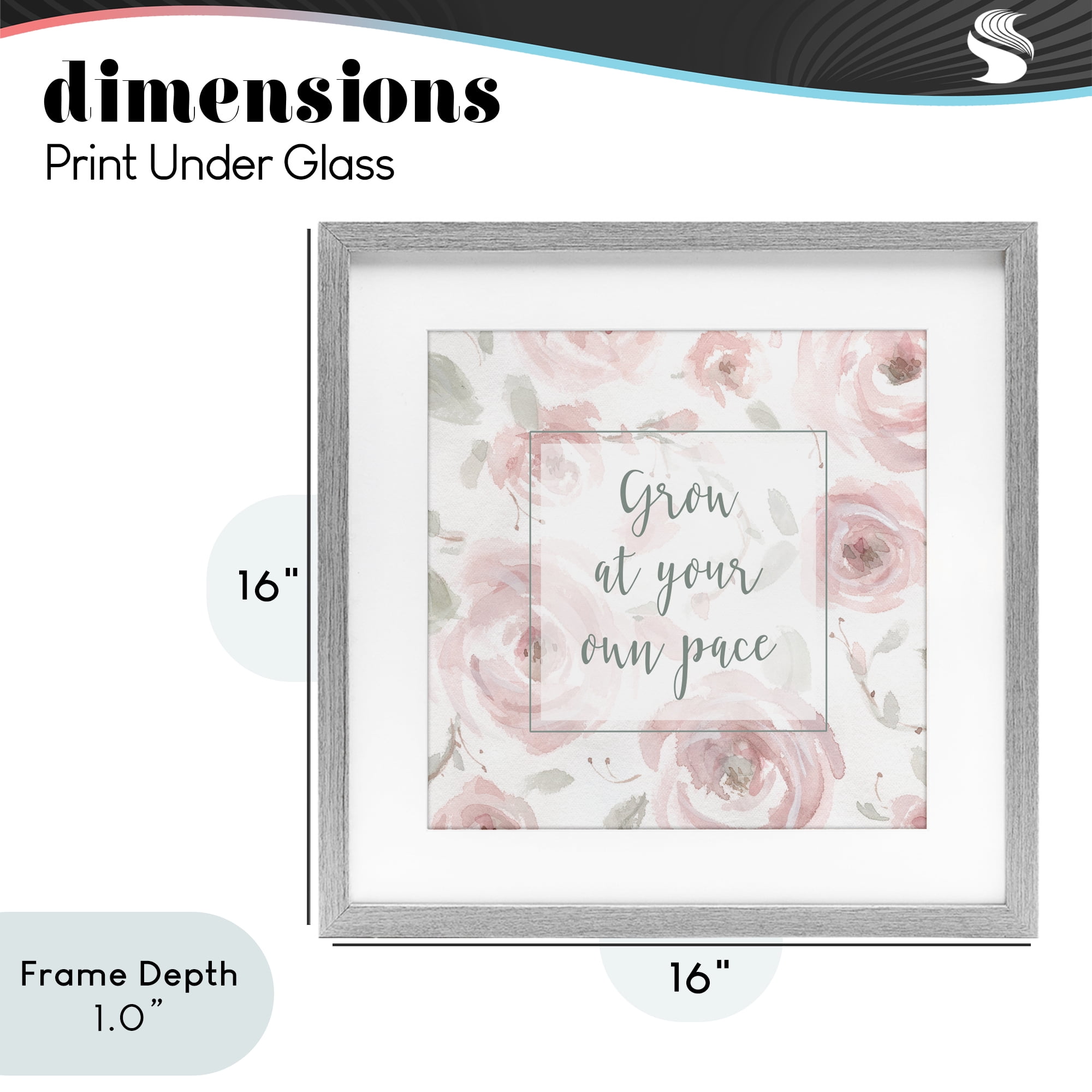 Stupell Industries Grow at Your Pace Florals Gray Framed Print Under Glass, design by Carol Robinson