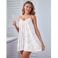 thumbnail image 4 of Ekouaer Women Lace Nightgown Sexy Spaghetti Strap Cami Sleeveless Chemise Sleepwear Sleep Dress, 4 of 6