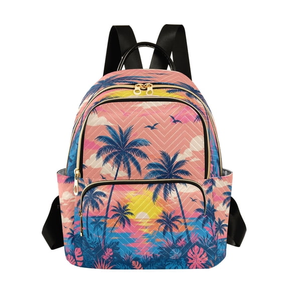 Quilted Backpack Fashion Backpack 10.23*5.11*12.59 Inch Women's Fashion Backpack Picnic Shopping Travel Out Sports backpack Palm Sunset