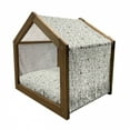 thumbnail image 2 of Birds Pet House, Summery Themed Spotted Butterflies and Birds on Polka Dotted Background, Outdoor & Indoor Portable Dog Kennel with Pillow and Cover, 5 Sizes, Pale Sage Green and Grey, by Ambesonne, 2 of 5