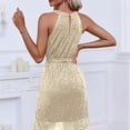 thumbnail image 5 of Xdegoge Wedding Guest Dresses for Women Halter Sleeveless Tie Front Sequin Glitter Sparkly Midi Dress Holiday Evening Party Dresses Clubwear Vestidos Elegantes De Mujer, 5 of 9