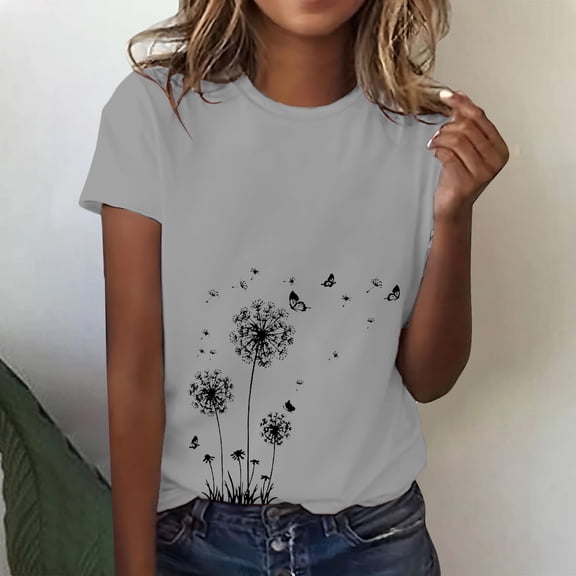 Basic T Shirts for Women Everyday Casual Loose Fit Summer Short Sleeve