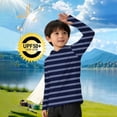 thumbnail image 2 of Atogsazn Children's Boys Summer Shirts Kids Casual Sun Protection Long Sleeve Sweatshirt with Hooded UPF 5+ Tops 04-Dark Blue 7-8 Years Fashion, 2 of 6