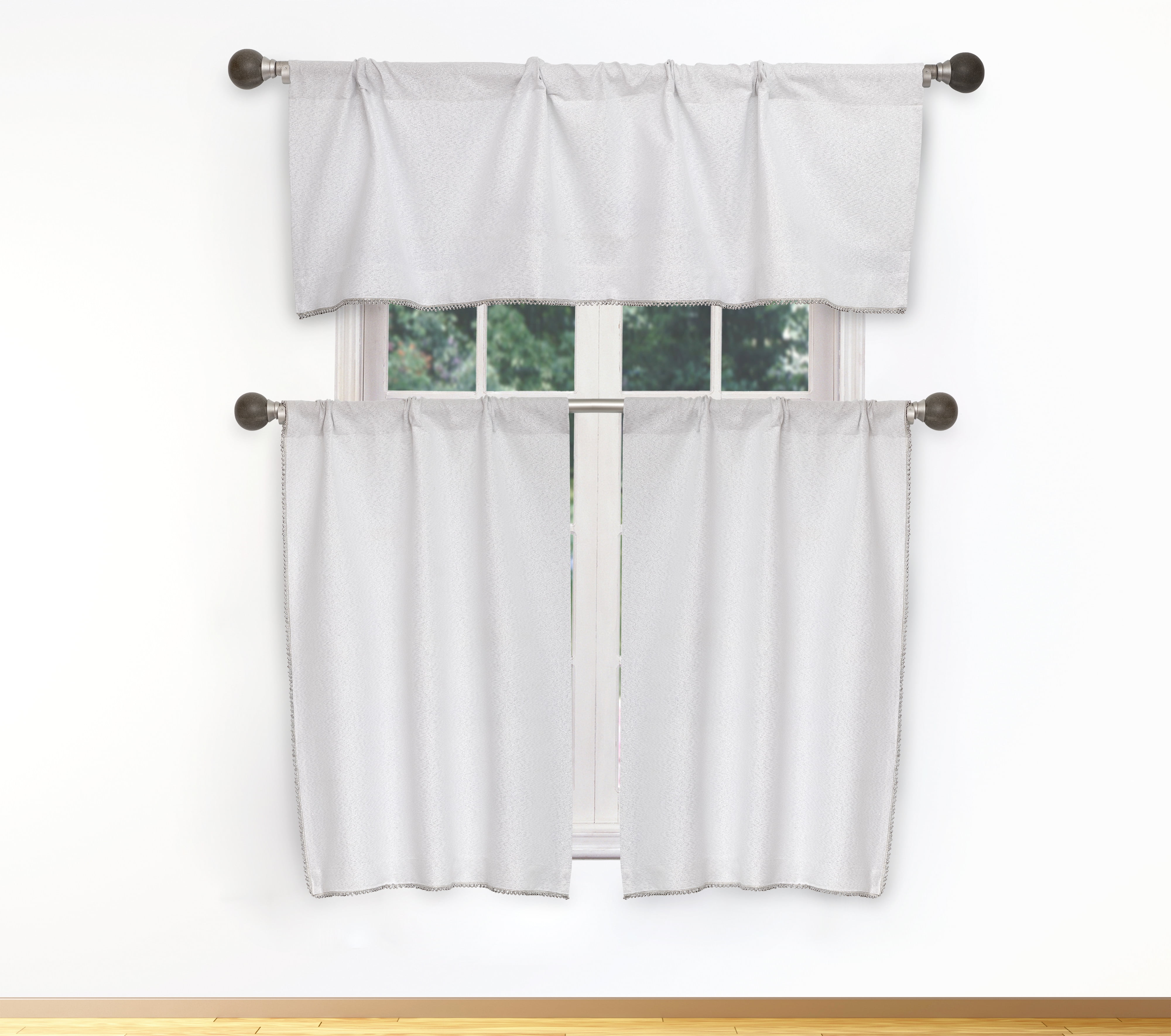 Nakita Solid Cotton Kitchen Curtain & Tier Set