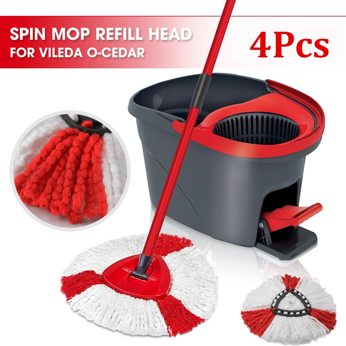 O-Cedar Cleaning Easy  Wring Spin For Mop Home Mopping Replacement Refill Head