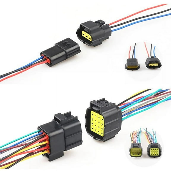 Car Wire Connector Sealed Square Plug Assembled 4/6/8/10/12/16 Pin Waterproof