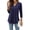Blue, variant on Women Tops V-Neck Button Decor 3/4 Sleeve Pullover Tops Solid Color Wrinkle Tee Shirt Casual Style Daily Wear
