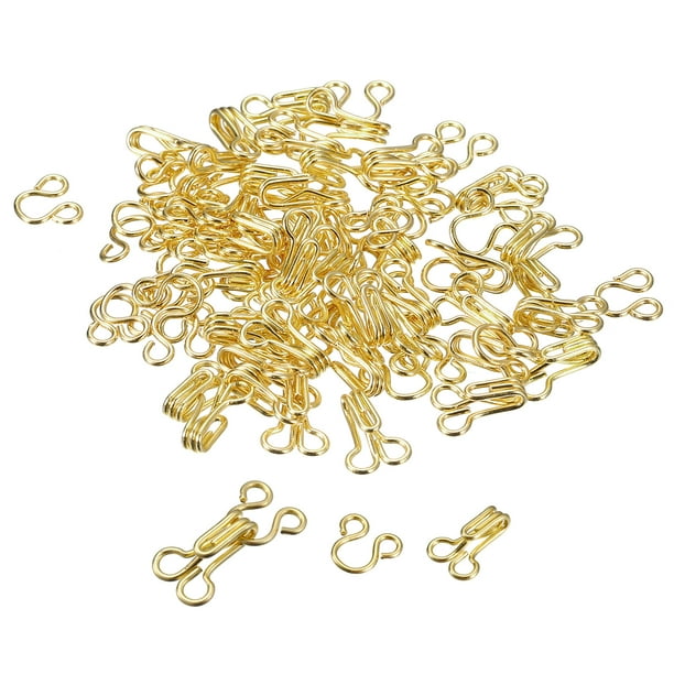 60 piezas de ganchos y ojos de costura, ganchos para sujetadores de 14.5 mm, cierre de costura para sujetadores, dorado