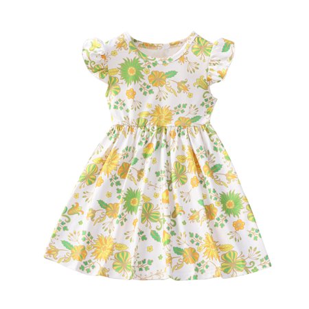 

Odeerbi Clearance Girls Dresses Baby Girl Clothes Infant Toddler Middle Small Children s Flying Sleeve Print Dress Princess Dress