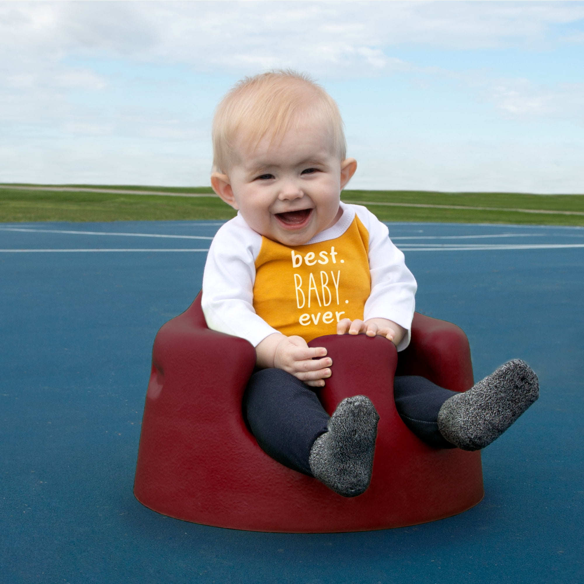 Best Baby - 6-12 Months 3/4 Length Sleeve Mustard Onesie