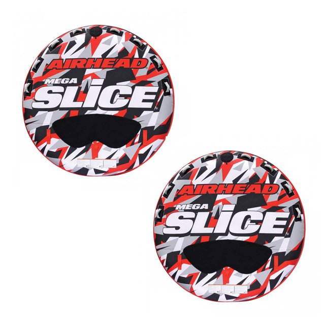 Airhead Mega Slice Inflatable Quadruple Rider Towable Tube Water Raft (2 Pack)