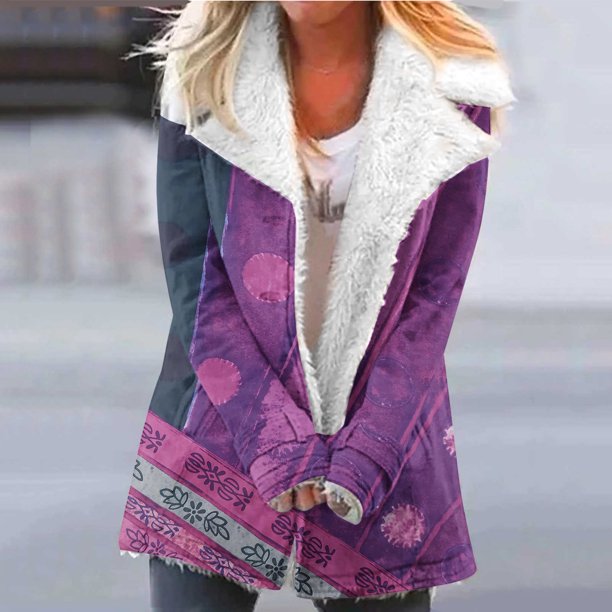 Puntoco Mujer Tallas Grandes Invierno Cálido Compuesto Felpa Botón Solapas Chaqueta Outwear Abrigo Puntoco Puntoco-5971