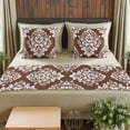 thumbnail image 2 of Bed Runner for Queen Size Bed, Brown Boho Decorative Beds Runners and 2 Matching Pillow Covers Set, Vintage Classic Bohemia Flower Textured Beds Scarf Throw for Foot of Bedding Set for Hotel/Bedroom, 2 of 9