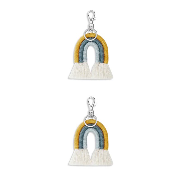 Qarigey Llaveros de arcoíris tejidos, regalos de joyería, decoración colgante exquisita, adorno de llavero, bolso colorido DIY, abalorio Amarillo 2Conjunto