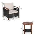thumbnail image 2 of Gymax 3PCS Patio Wicker Sofa Set Acacia Wood Frame w/ Cushion Covers Beige & Turquoise, 2 of 10