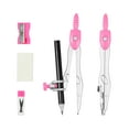 thumbnail image 7 of Geometry Set 10 Pieces Student Supplies with Shatterproof Storage Box,Includes Rulers,Protractor,Compass,Eraser,Pencil Sharpener,Lead Refills,Pencil（Pink）, 7 of 7