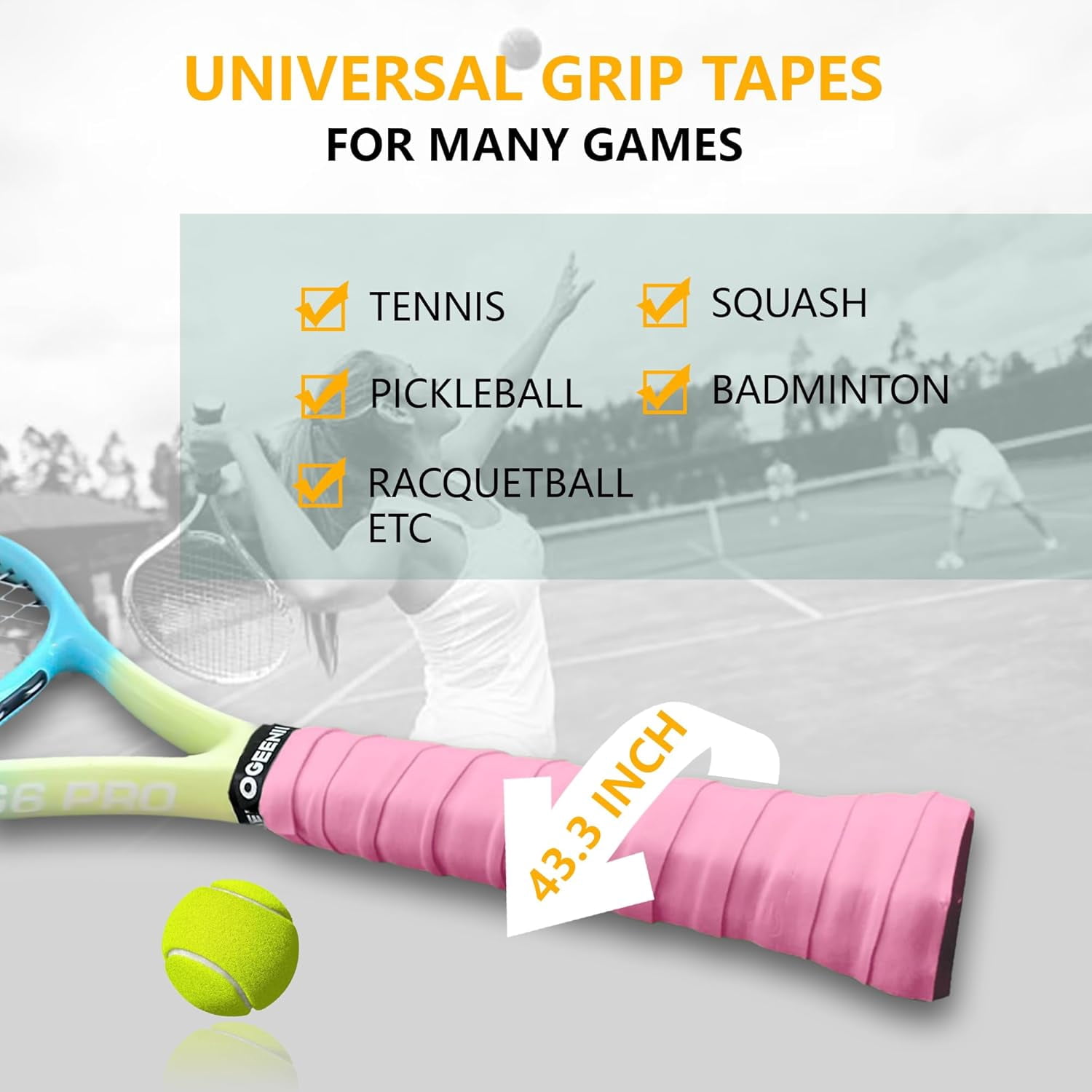 Tennis Racket Grip Tape, 3/6/12 Pack, Absorbent and Anti-Slip Tennis Overgrip, Precut Soft Pickleball Paddle/Badminton Wrap Grips Tape