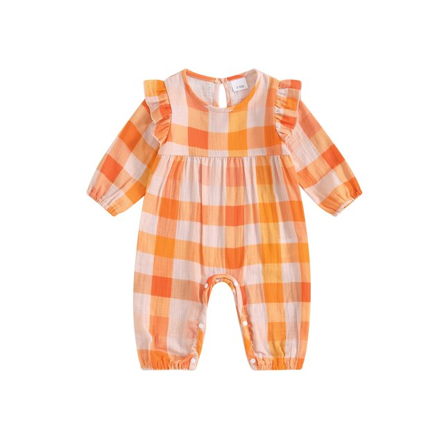 Gupgi Barboteuse à Carreaux pour Filles 0-18M, Manches Longues, Col Rond, Automne