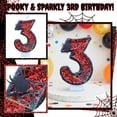 thumbnail image 3 of Décor de Gâteau Gothique, Décoration d'Anniversaire d'Halloween, Bougies d'Anniversaire Toile d'Araignée Rouges et Noires, Décoration de Gâteau Bougie Joyeuse Thème Dessin Animé Araignée Adaptée aux Fournitures de Fête, Numéro 3 Toile d'Araignée et Araignée, 3 of 6
