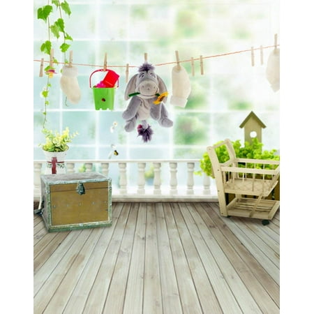 Image of ABPHOTO Polyester Wooden Floor Donkey for Children Photography Backdrops Photo Props Studio Background 5x7ft