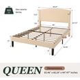 thumbnail image 7 of Amolife Queen Bed Frame, Platform Upholstered Bed with Soft Teddy Fabric Curved Headboard, Beige, 7 of 7