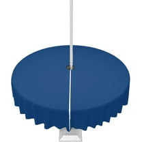 Navy Blue Solid Color Table Cover forOutdoor Tablecloth with Umbrella Hole and Zipper, Round Tables Waterproof Tabletop Collection for Patio, Garden, Picnic, Camping 60R